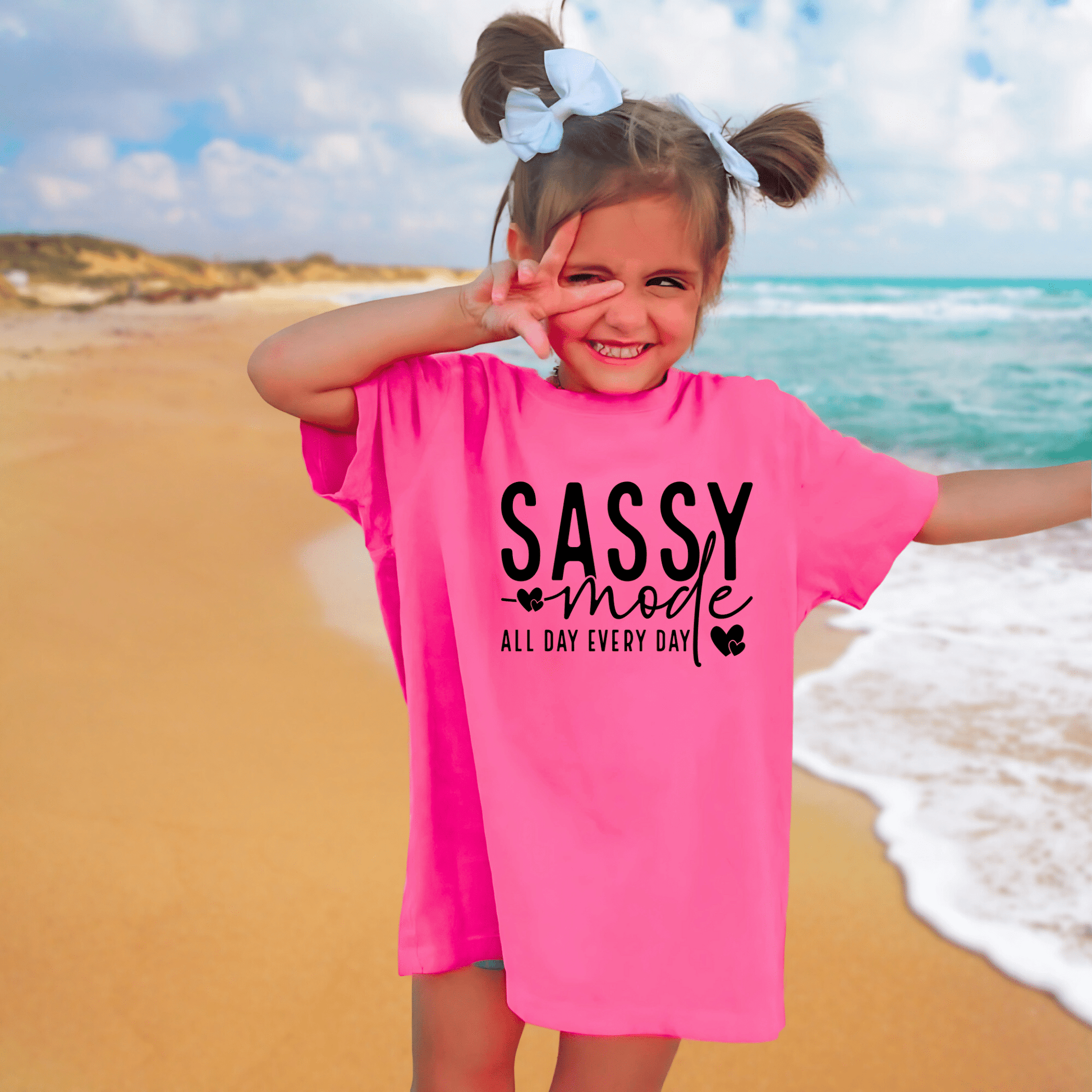 Girl's 'Sassy Mode' Graphic Tshirt– Bold and stylish | Premium Quality - The Right Side PrintsGirl's 'Sassy Mode' Graphic Tshirt– Bold and stylish | Premium QualityYouth TshirtBright PinkM