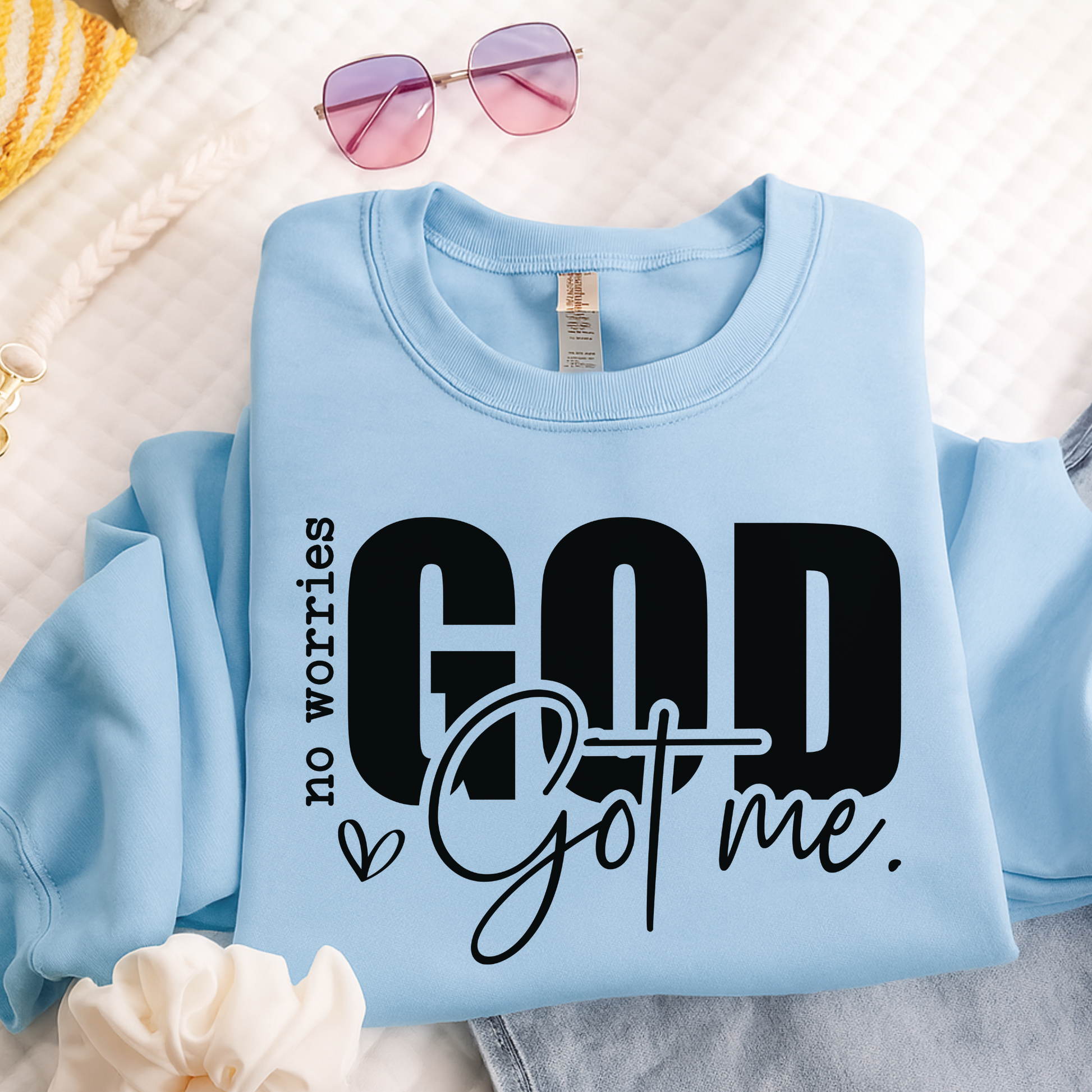 Sky blue God Got Me sweatshirt – cozy Christian faith crewneck sweater