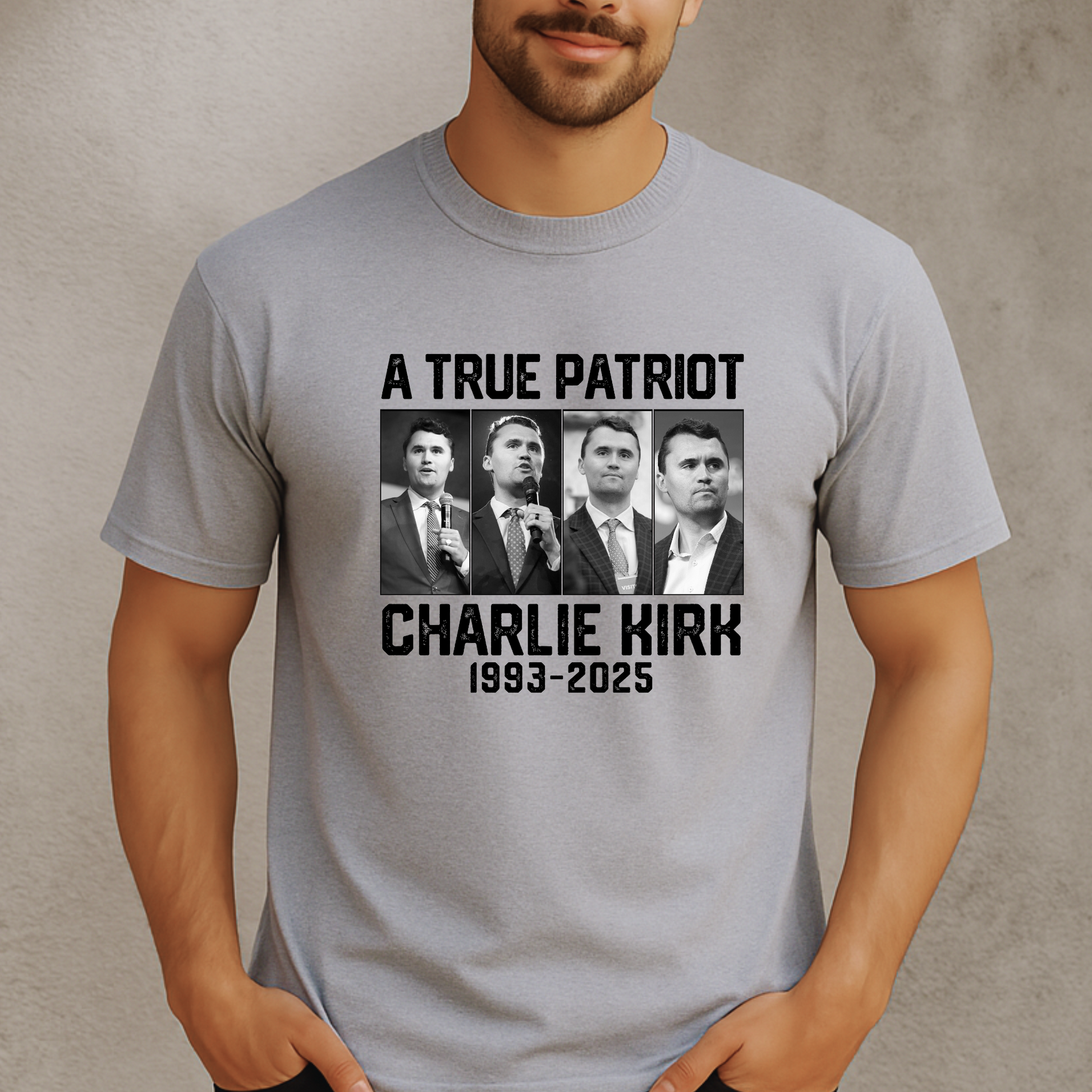 Gray Charlie Kirk Memorial Shirt – A True Patriot 1993-2025 Tribute Tee