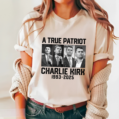 Charlie Kirk Tribute Women’s Unisex Shirt – Memorial Design (Sand)