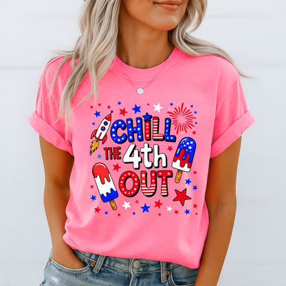 Bright pink 4th of July shirt styled for women