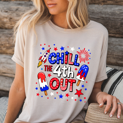 Sand-colored chill tee styled for a casual summer look