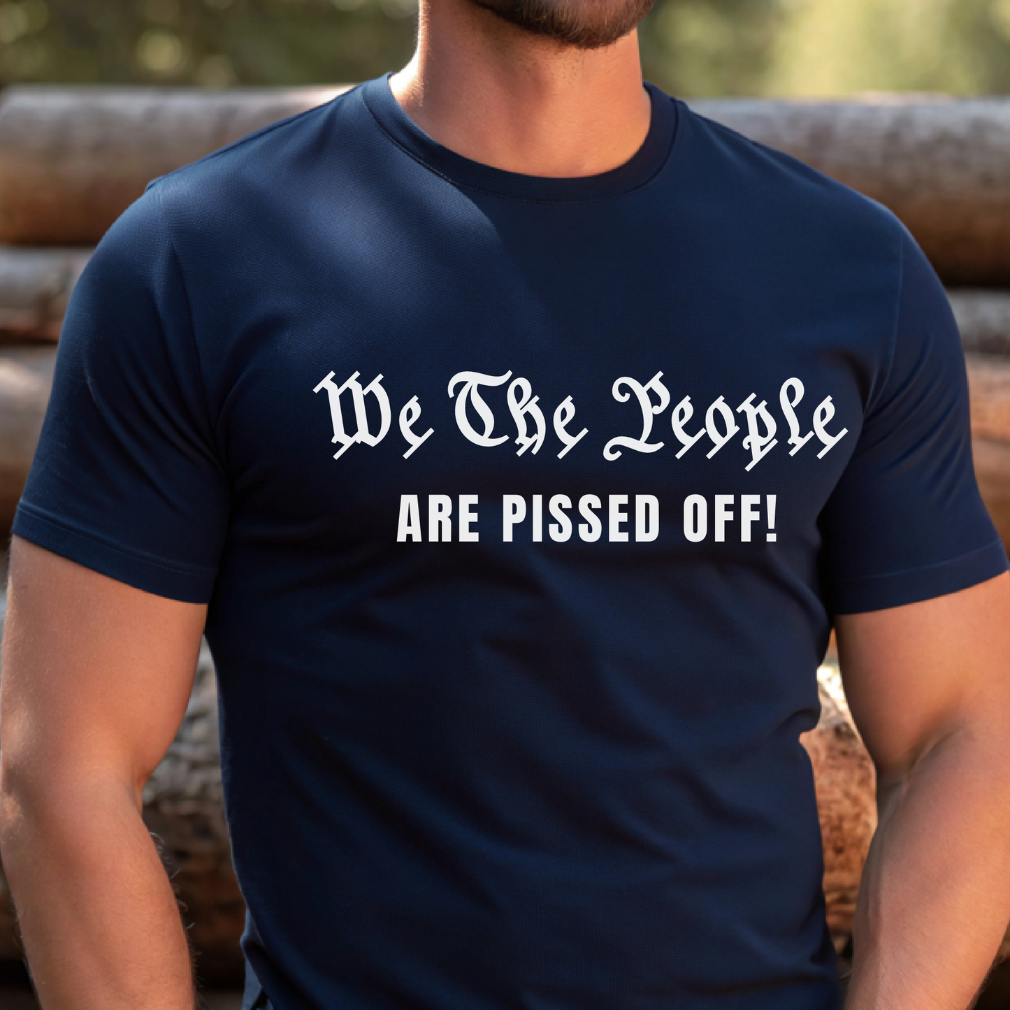 Navy shirt – "We The People Are Pissed Off men’s t-shirt in navy blue"


