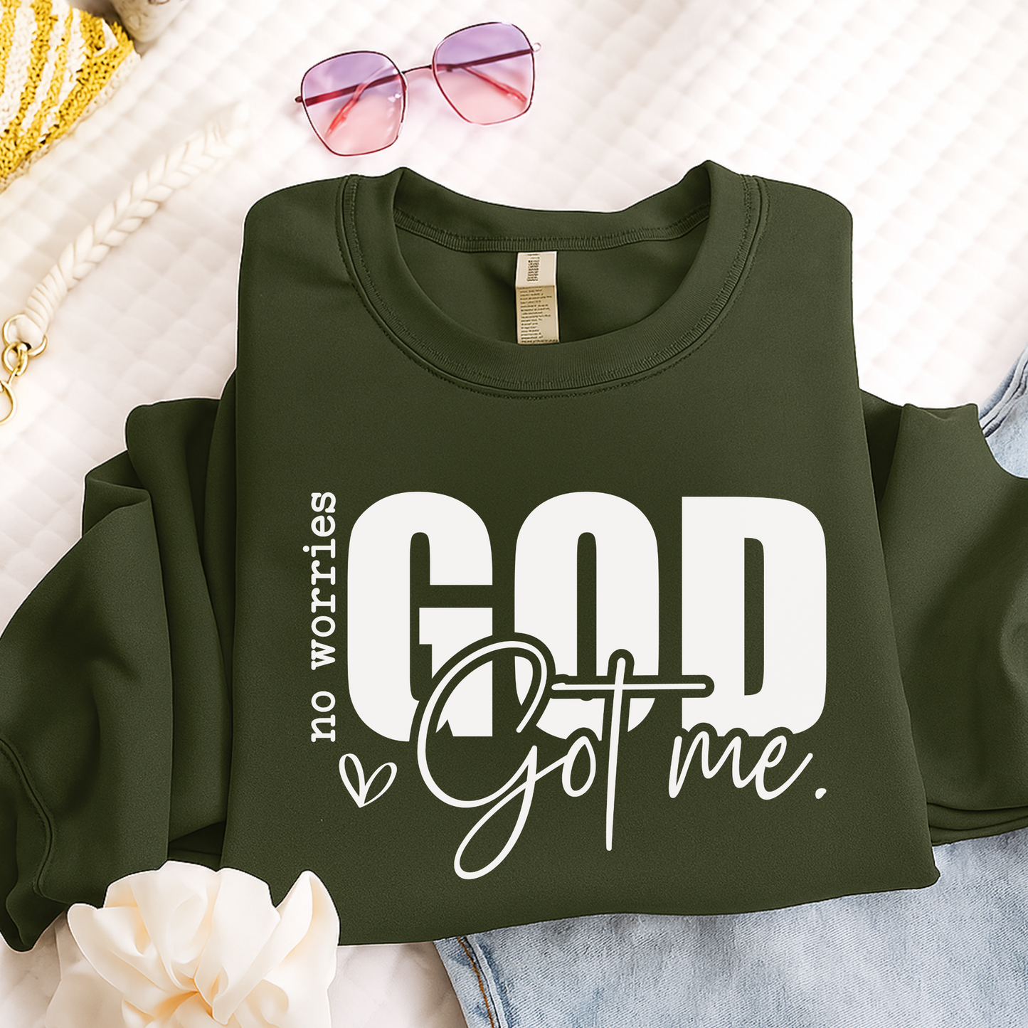 Green God Got Me sweatshirt – unisex Christian inspirational pullover