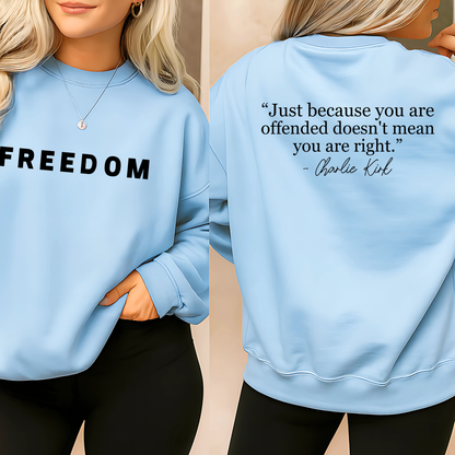 light blue patriotic sweatshirt for women with quote print