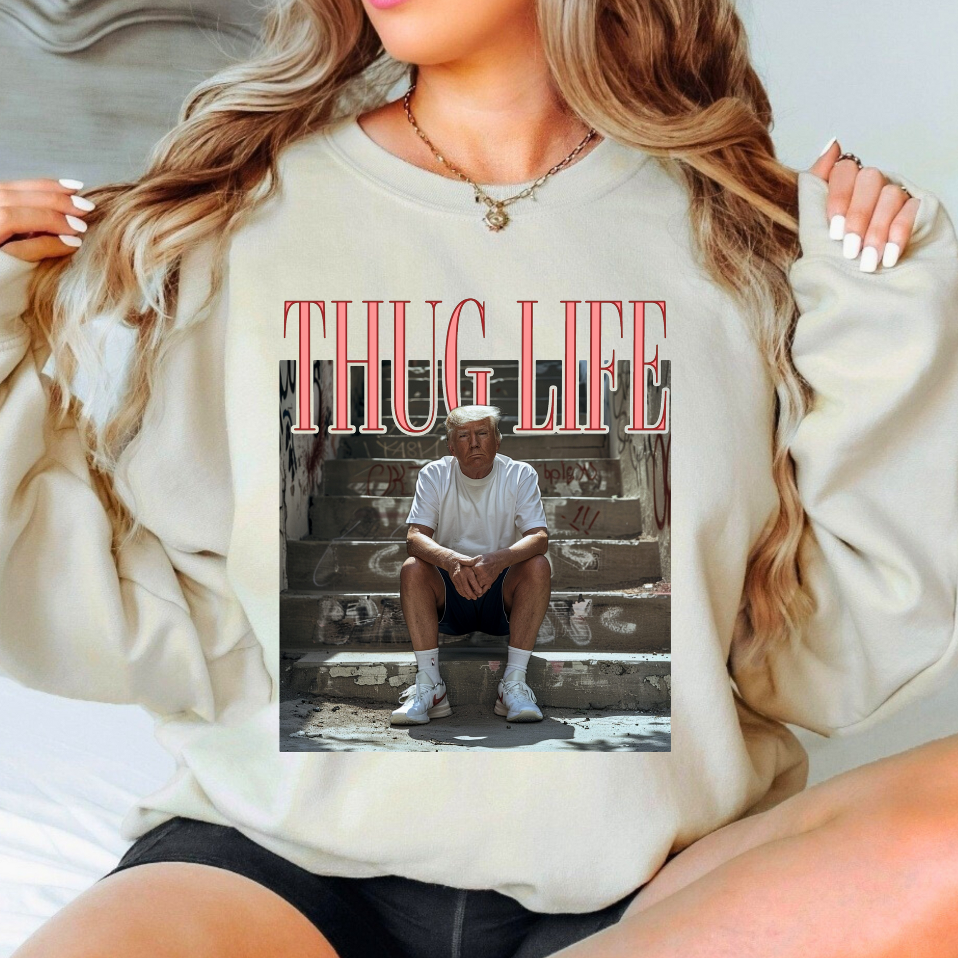 Bold Trump parody graphic sweatshirt for men & women
