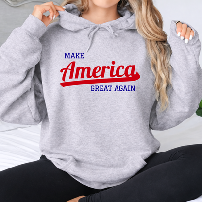 Trump 47 sports gray hoodie front view – America graphic unisex pullover hoodie
