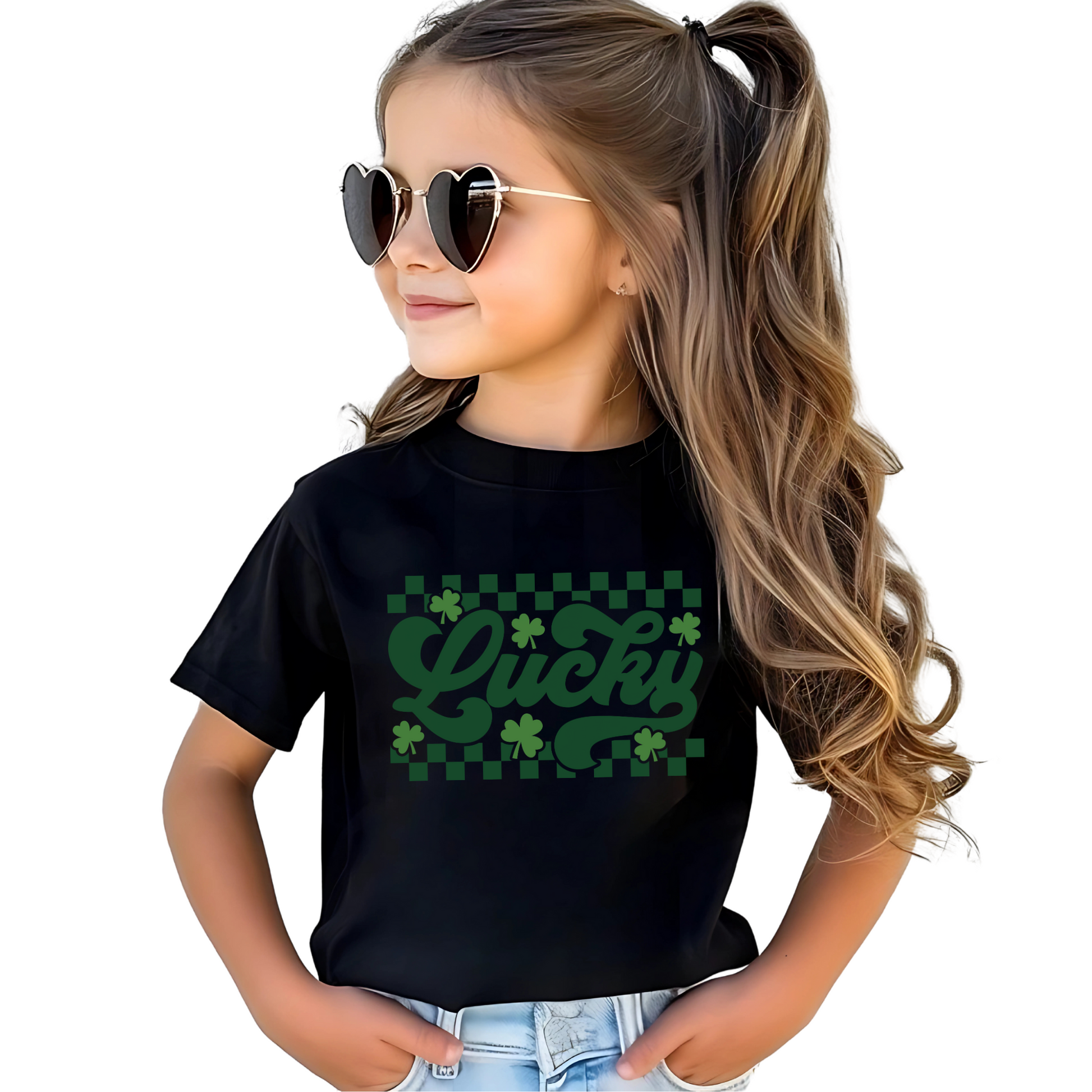Trendy St. Patrick’s Day shirt with a stylish lucky shamrock print, great for festive celebrations