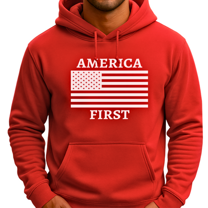 America First Hoodie for Men – Patriotic U.S. Flag Pullover