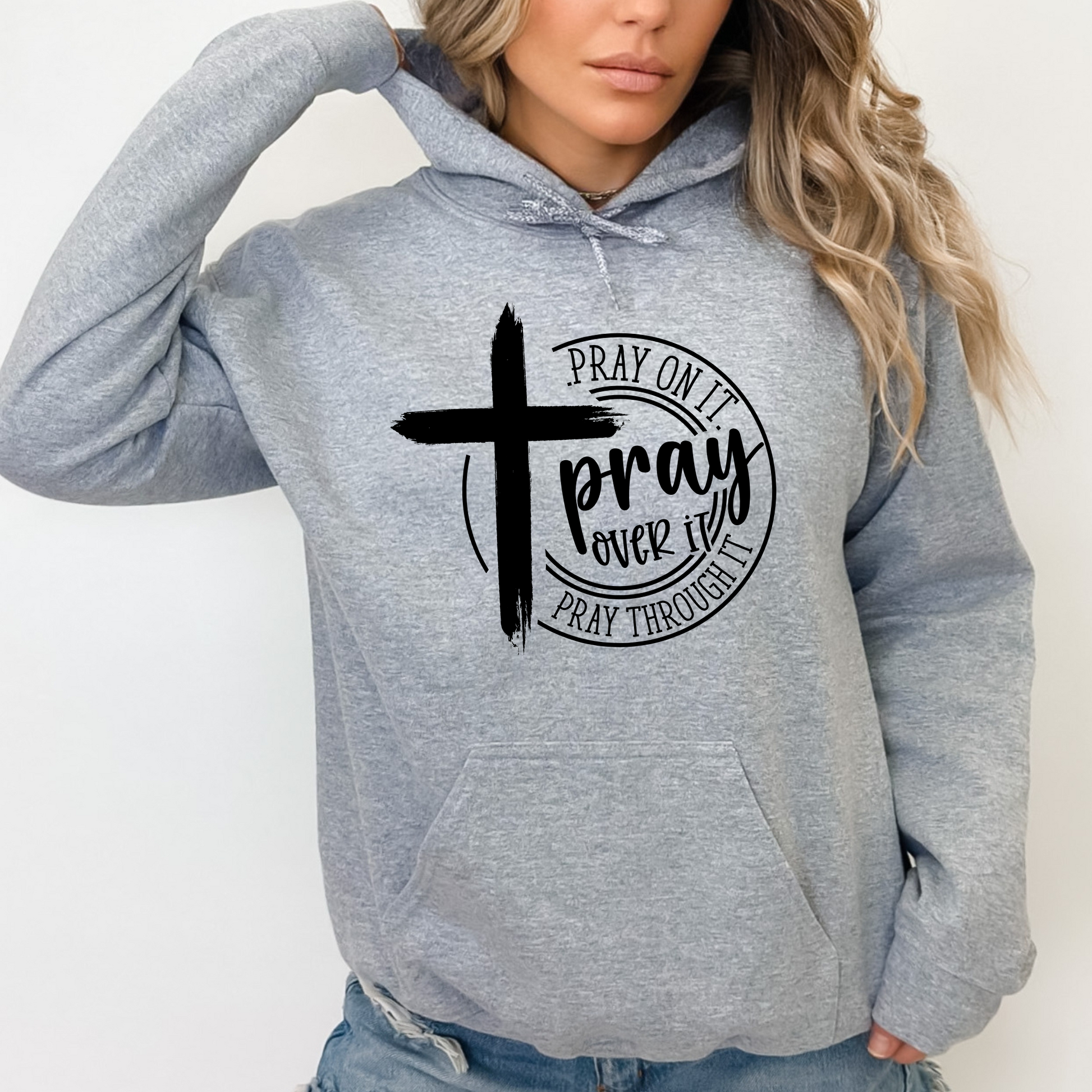 Gray Cozy pullover hoodie featuring motivational message design