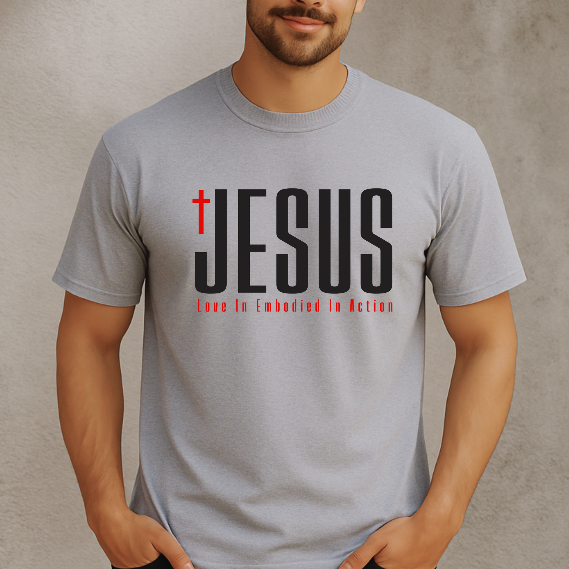 Gray Jesus tall fit graphic shirt