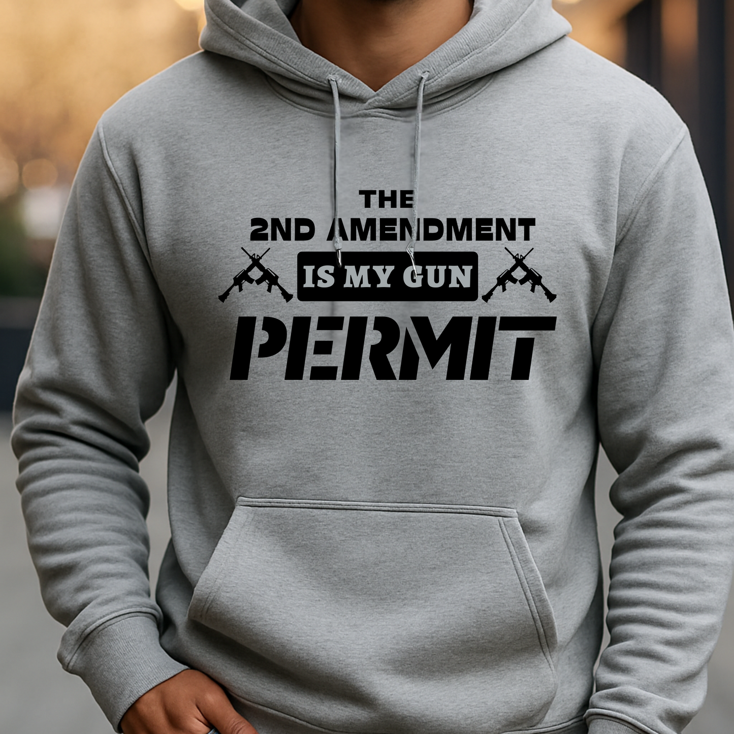 Gray hoodie for men – pro-gun rights patriotic sweatshirt