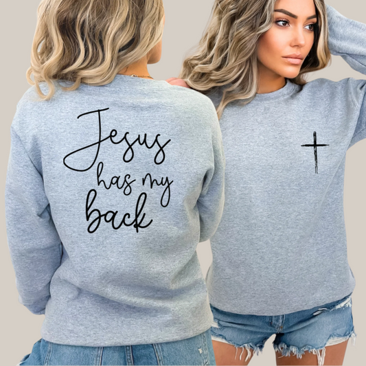 Gray sweatshirt with bold inspirational back graphic

