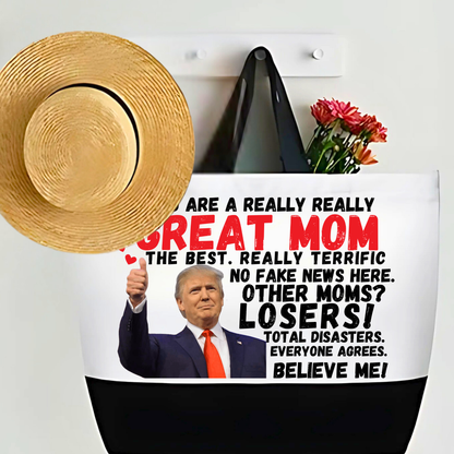 Political humor Mother’s Day tote bag with Trump image