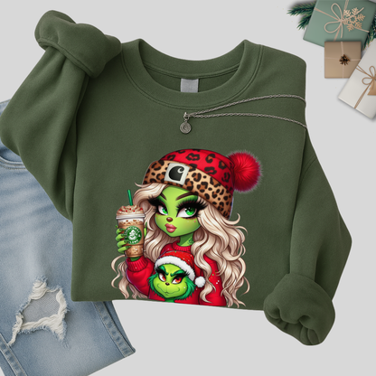 green sweatshirt flat lay – Boujee Green Girl Christmas graphic