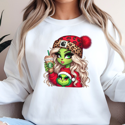 Woman wearing white sweatshirt – cozy holiday style