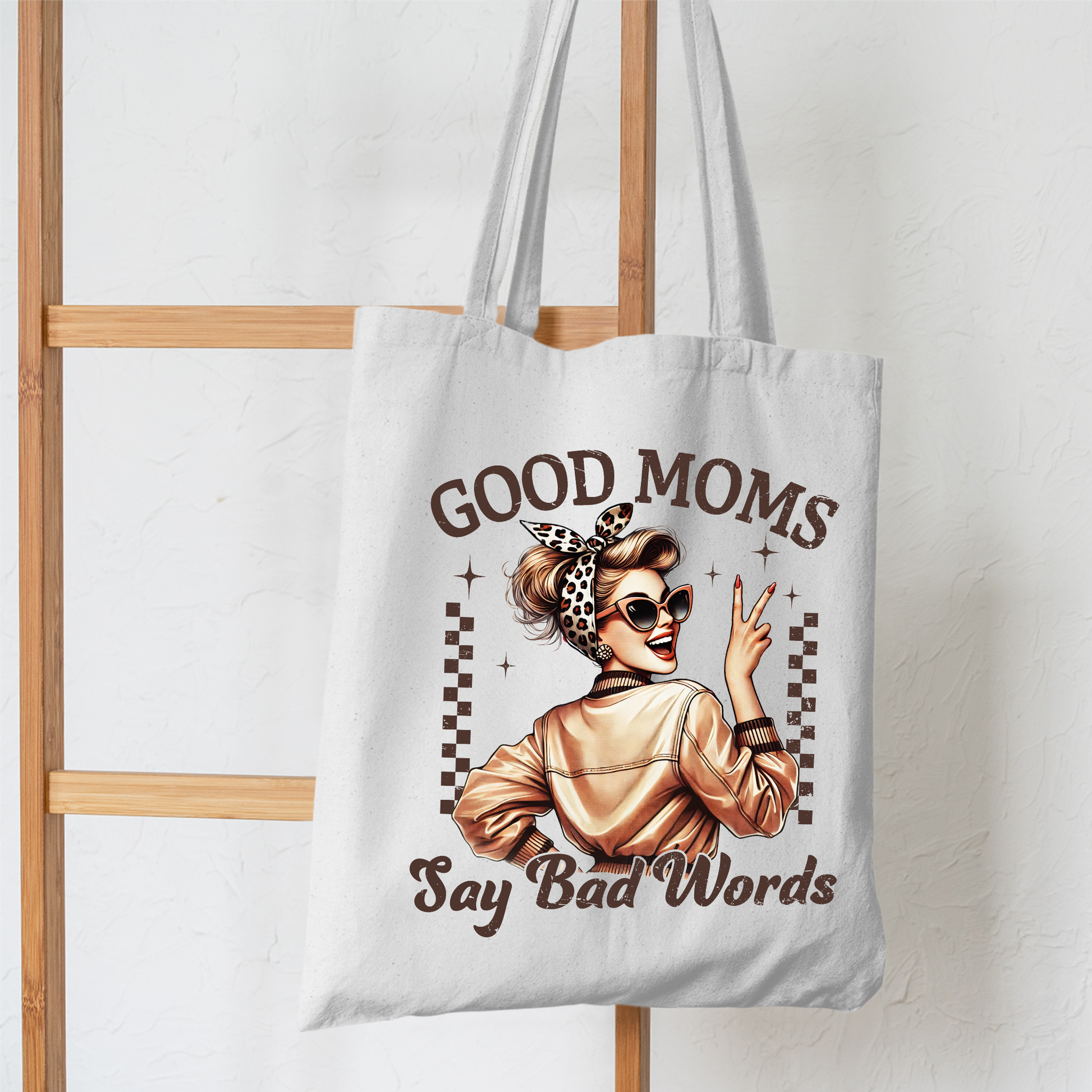 Hanging tote on rustic wall – edgy mother’s day present