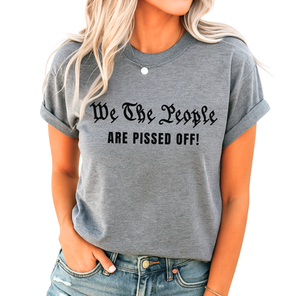 Heather gray USA women’s tee with political graphic