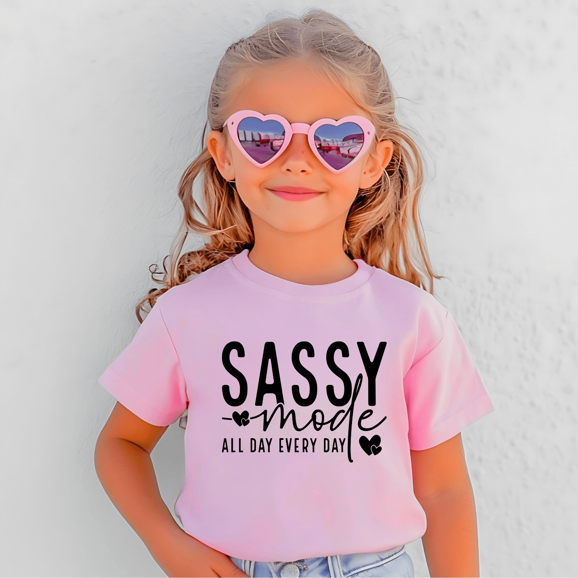 Girl's 'Sassy Mode' Graphic Tshirt– Bold and stylish | Premium Quality - The Right Side PrintsGirl's 'Sassy Mode' Graphic Tshirt– Bold and stylish | Premium QualityYouth TshirtLight PinkM