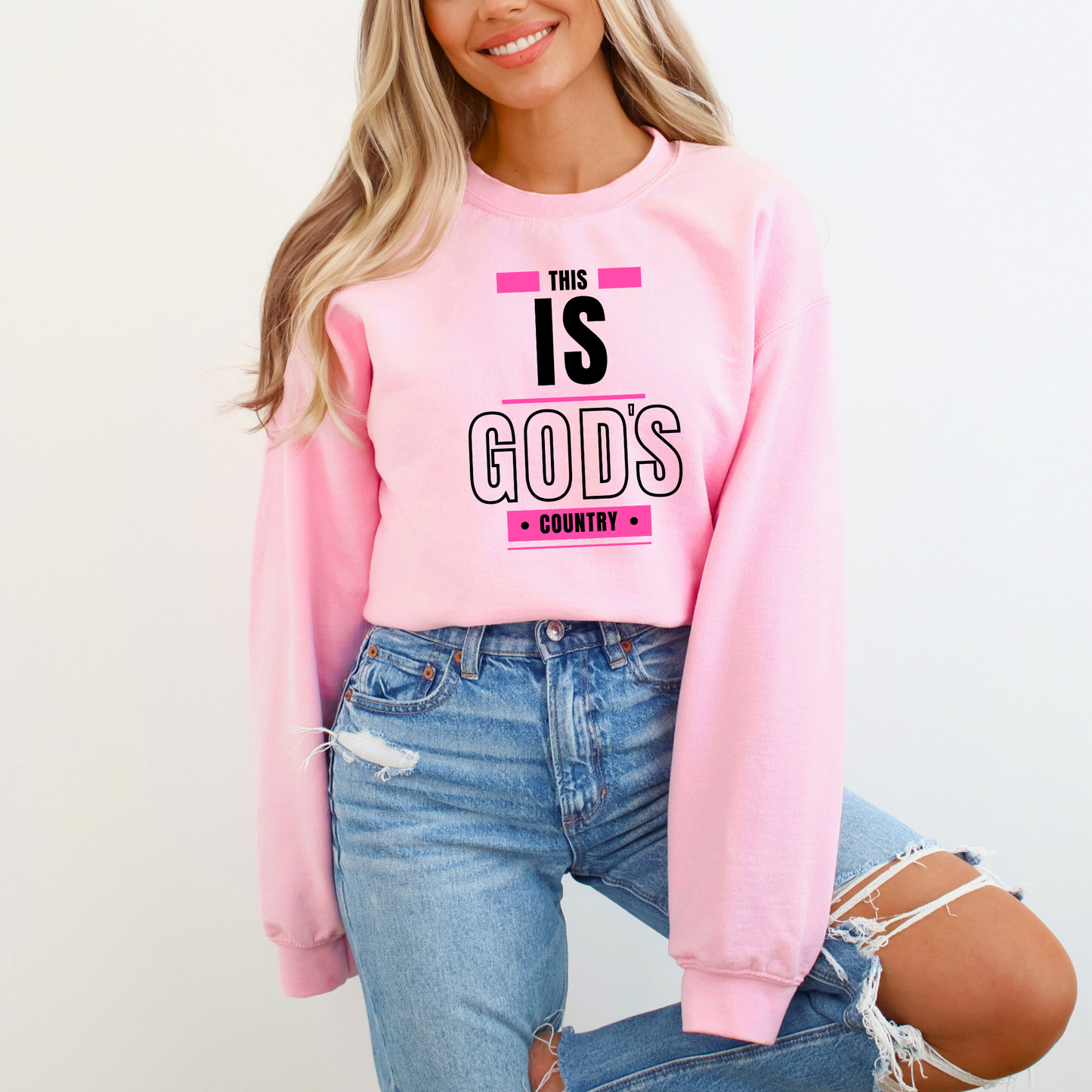 Pink Unisex crewneck sweatshirt with bold statement graphic