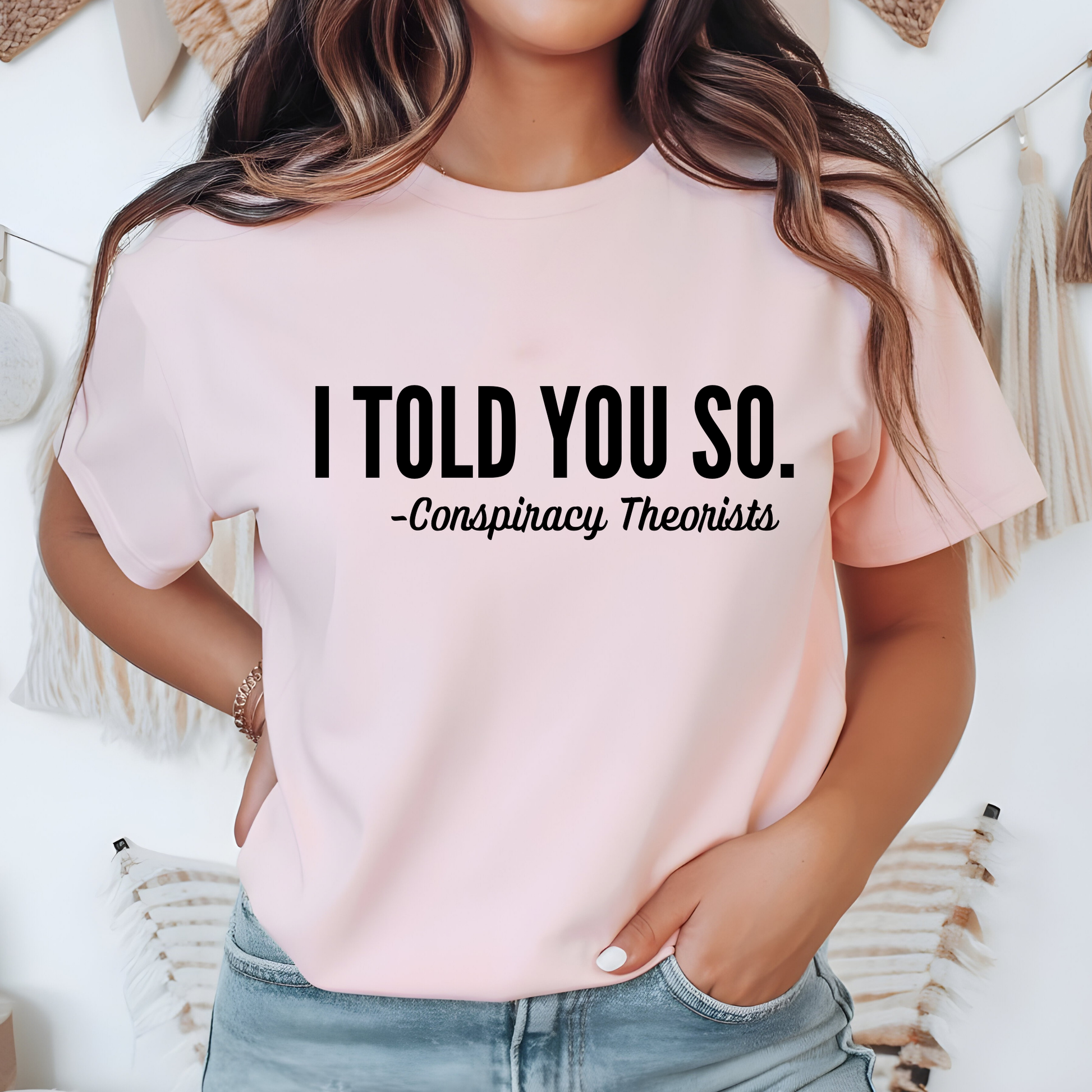 Light pink shirt with minimalist script quote