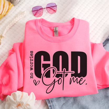 Hot pink God Got Me sweatshirt – bold faith graphic pullover for women