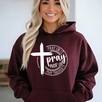 Maroon Cozy pullover hoodie featuring motivational message design
