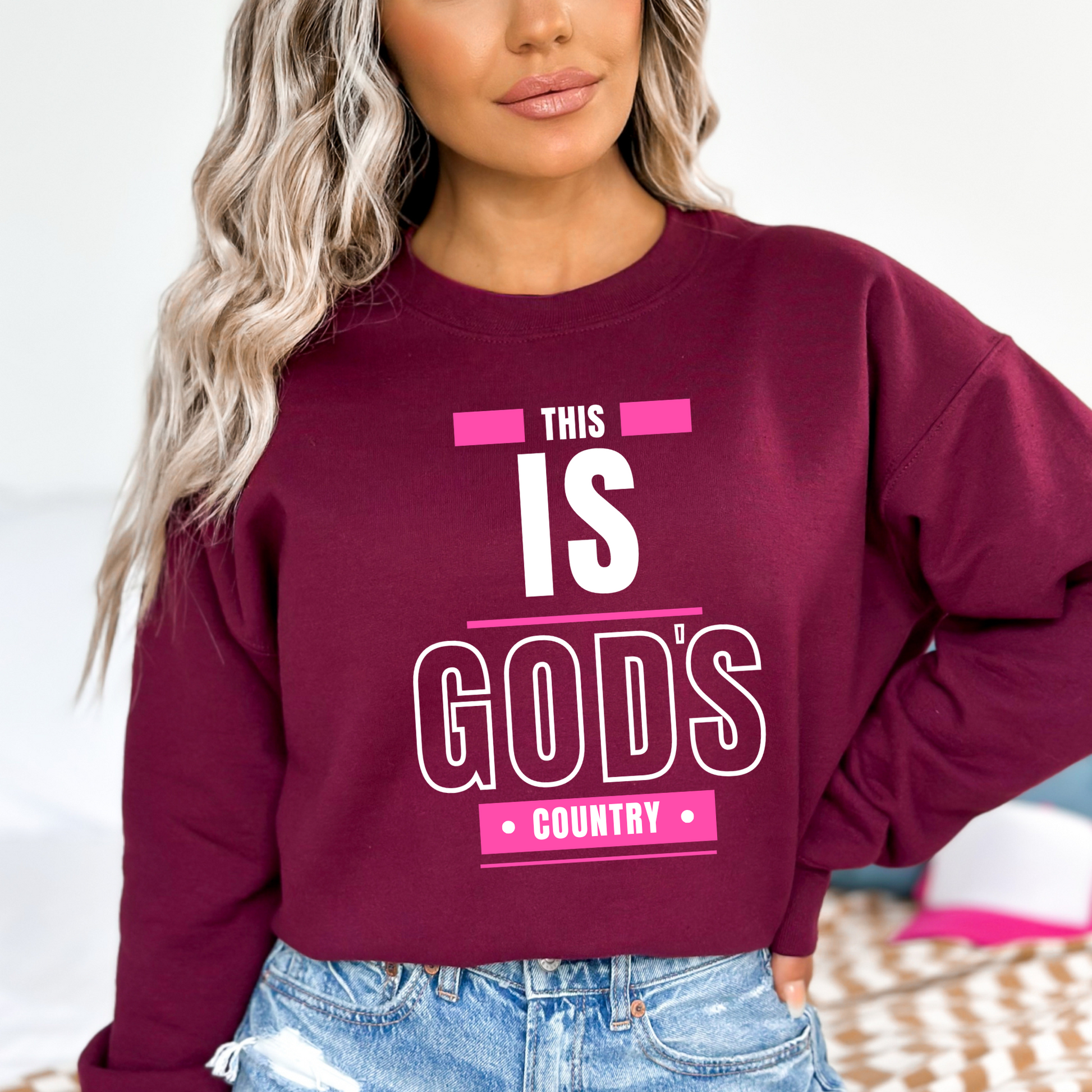 Maroon Unisex crewneck sweatshirt with bold statement graphic