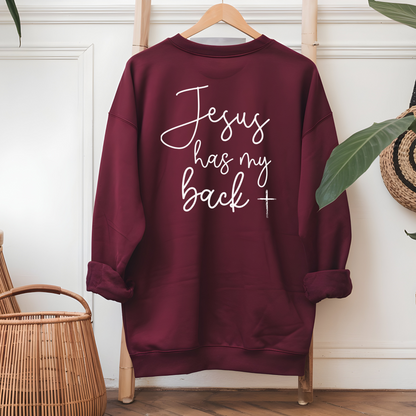 Maroon sweatshirt with bold inspirational back graphic