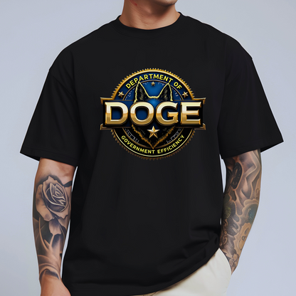 Masculine conservative t-shirt – DOGE emblem on black
