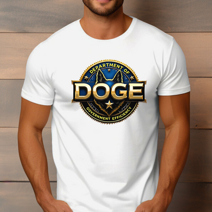 Men's DOGE white graphic t-shirt – Department of Government Efficiency design

