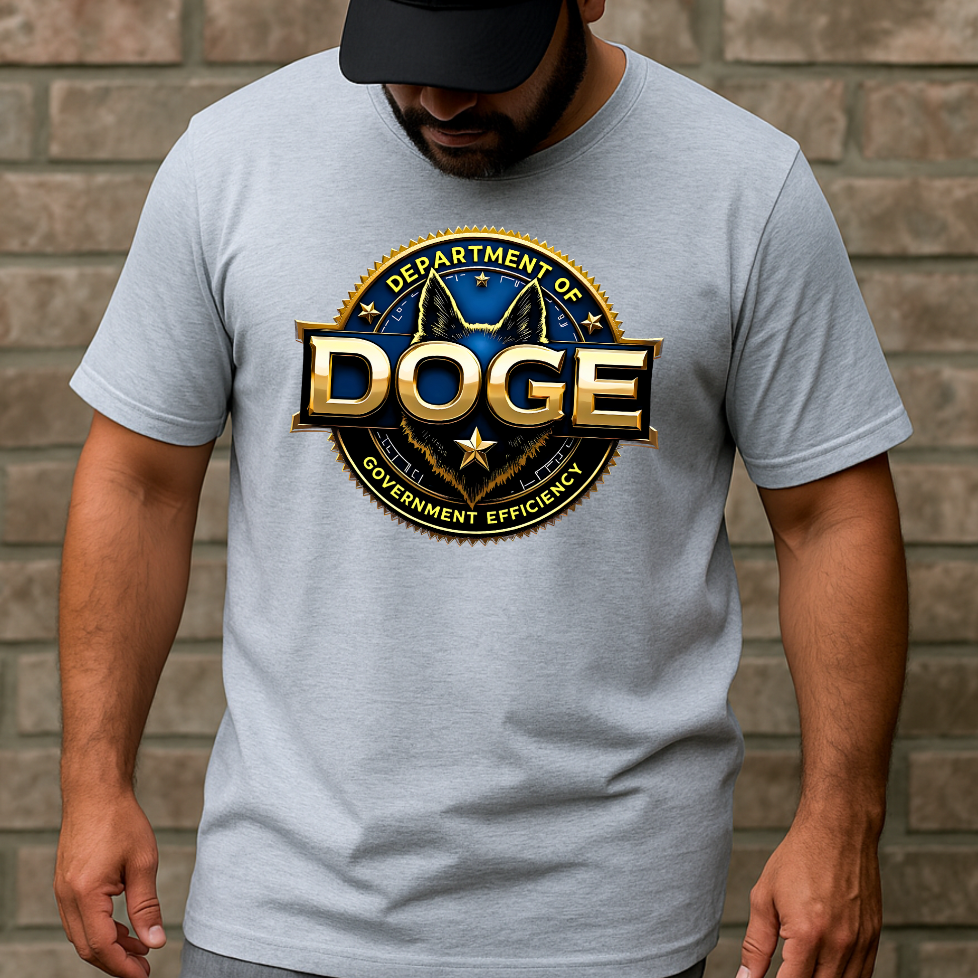 Men's DOGE heather gray tee – government parody for men


