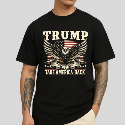 Men’s casual short sleeve shirt with detailed eagle graphic