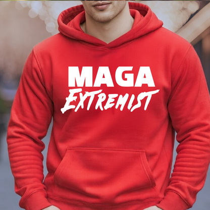 Men’s red MAGA Extremist hoodie front view