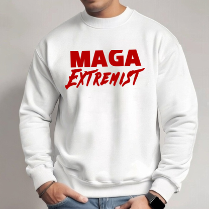Men’s white MAGA Extremist sweatshirt front view