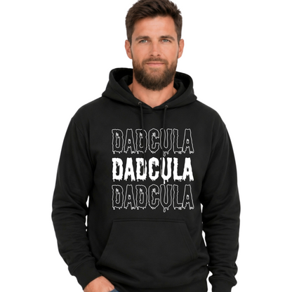 Coordinating MOMSTER and DADCULA Halloween graphic apparel designs for mom and dad.