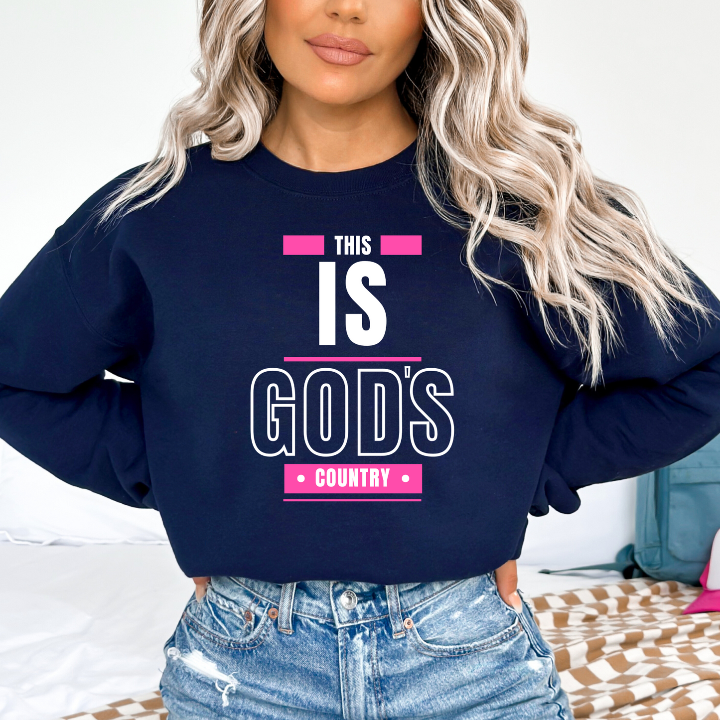 Navy Unisex crewneck sweatshirt with bold statement graphic