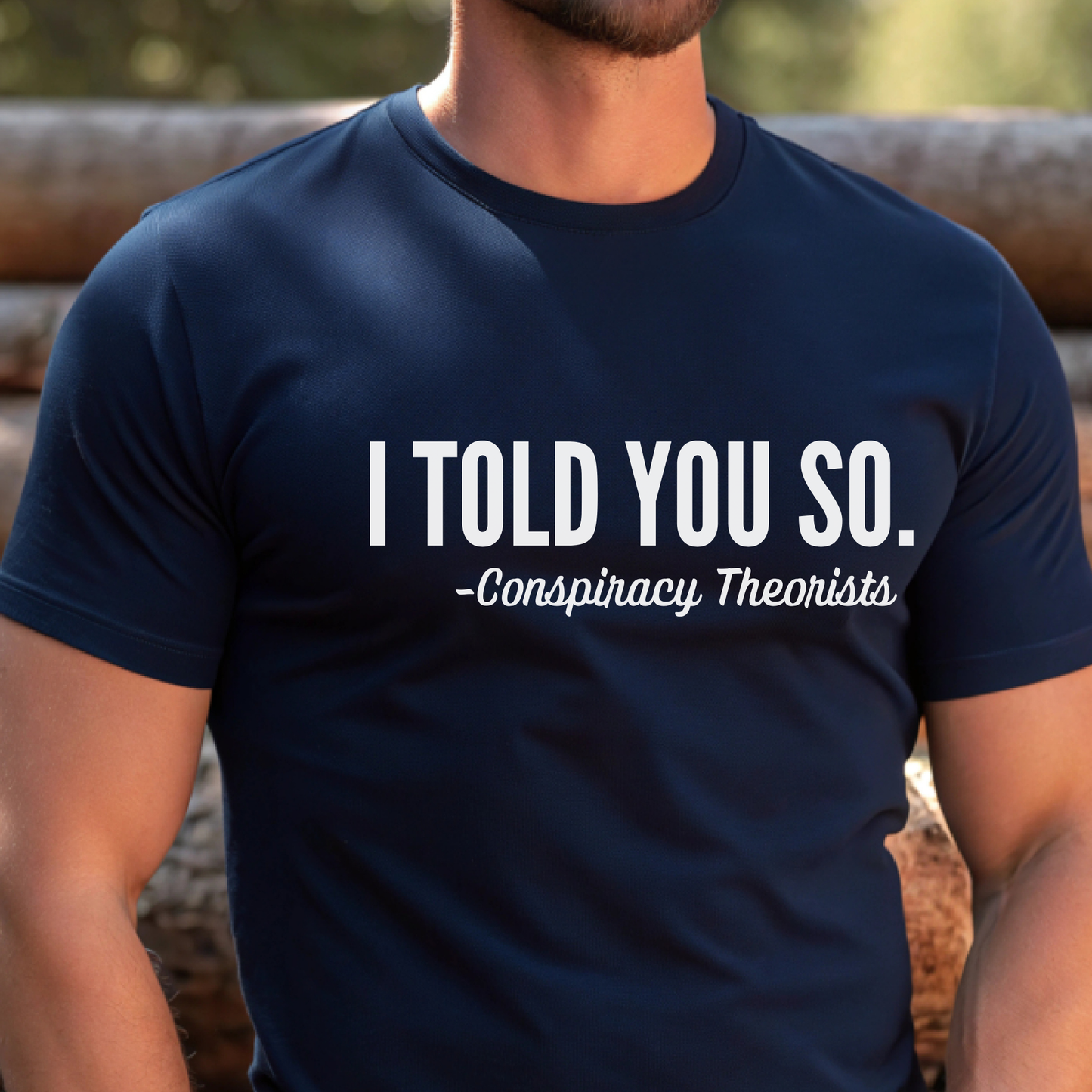 Navy blue men’s shirt with sarcastic design