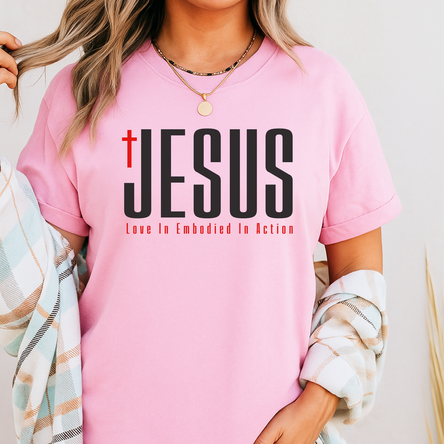 Pink Jesus t-shirt with inspirational print