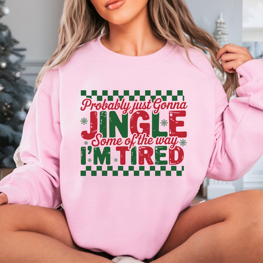 Pink festive sweatshirt with funny holiday text design