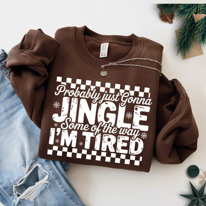 Brown sweatshirt with holiday saying flat lay