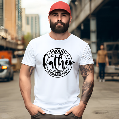 Man wearing a white t-shirt with text and a red cap in an urban setting