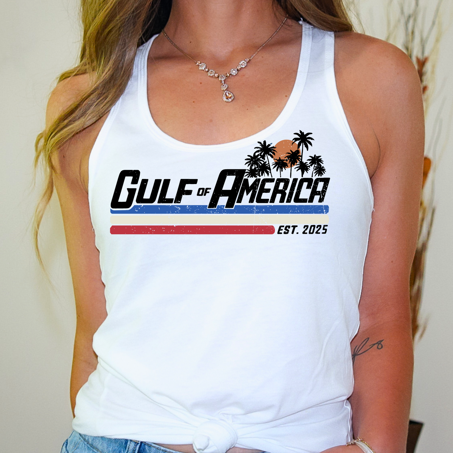 Red, white, and blue  Donald Trump Patriotic Beach Tank Top  
