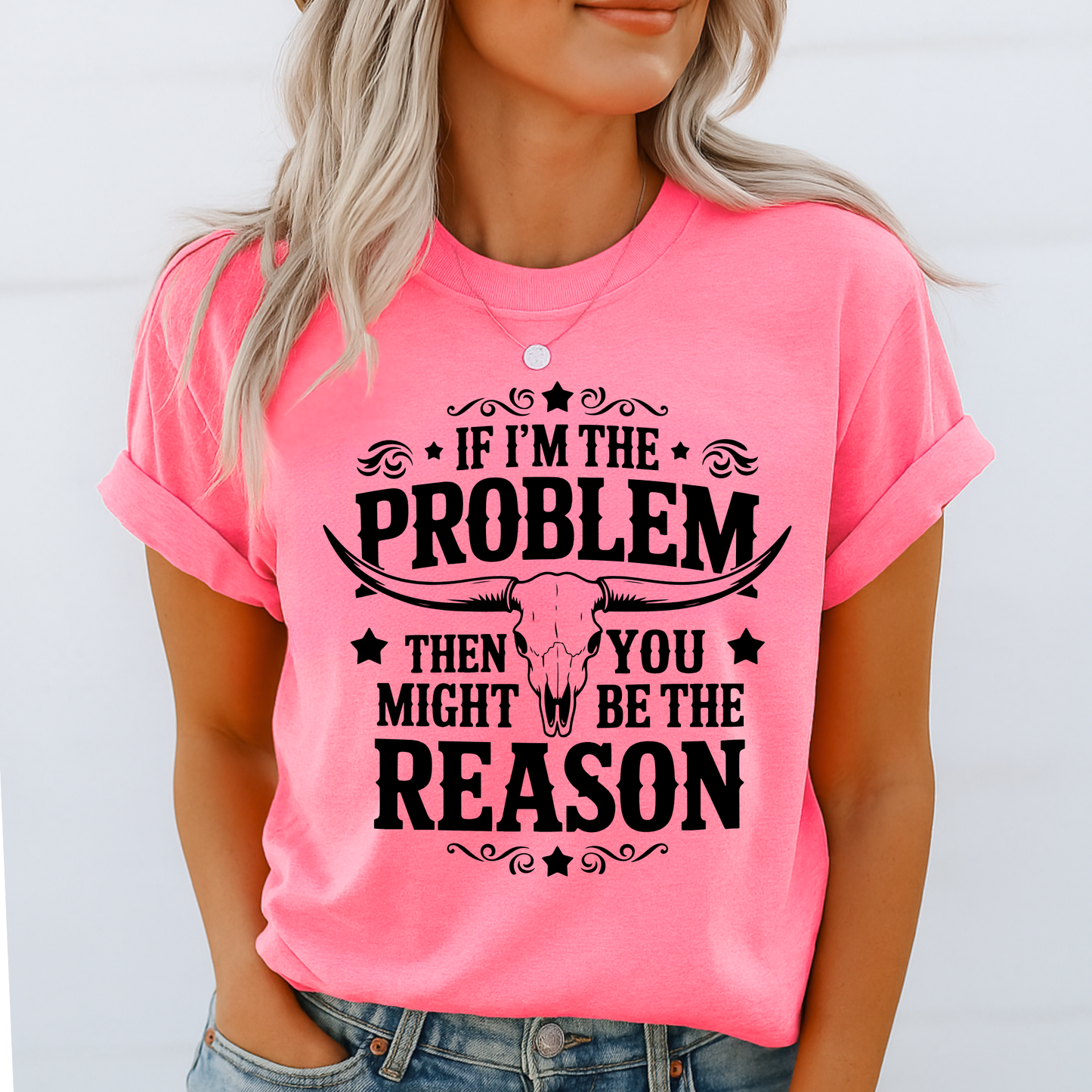 Safety pink T-shirt – fun country vibe cowgirl shirt with attitude