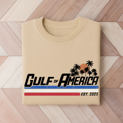 Sand-colored Summer 2025 patriotic shirt with tropical print
