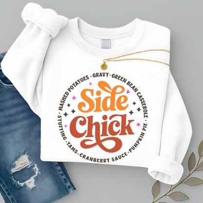 White retro funny chicken Thanksgiving tee
