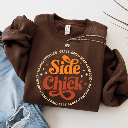 Brown Retro Side Chick Thanksgiving Sweatshirt