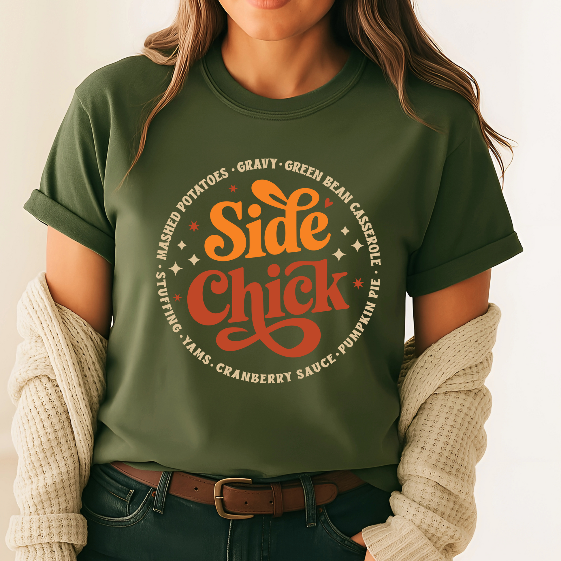 Green unisex Thanksgiving humor graphic tee
