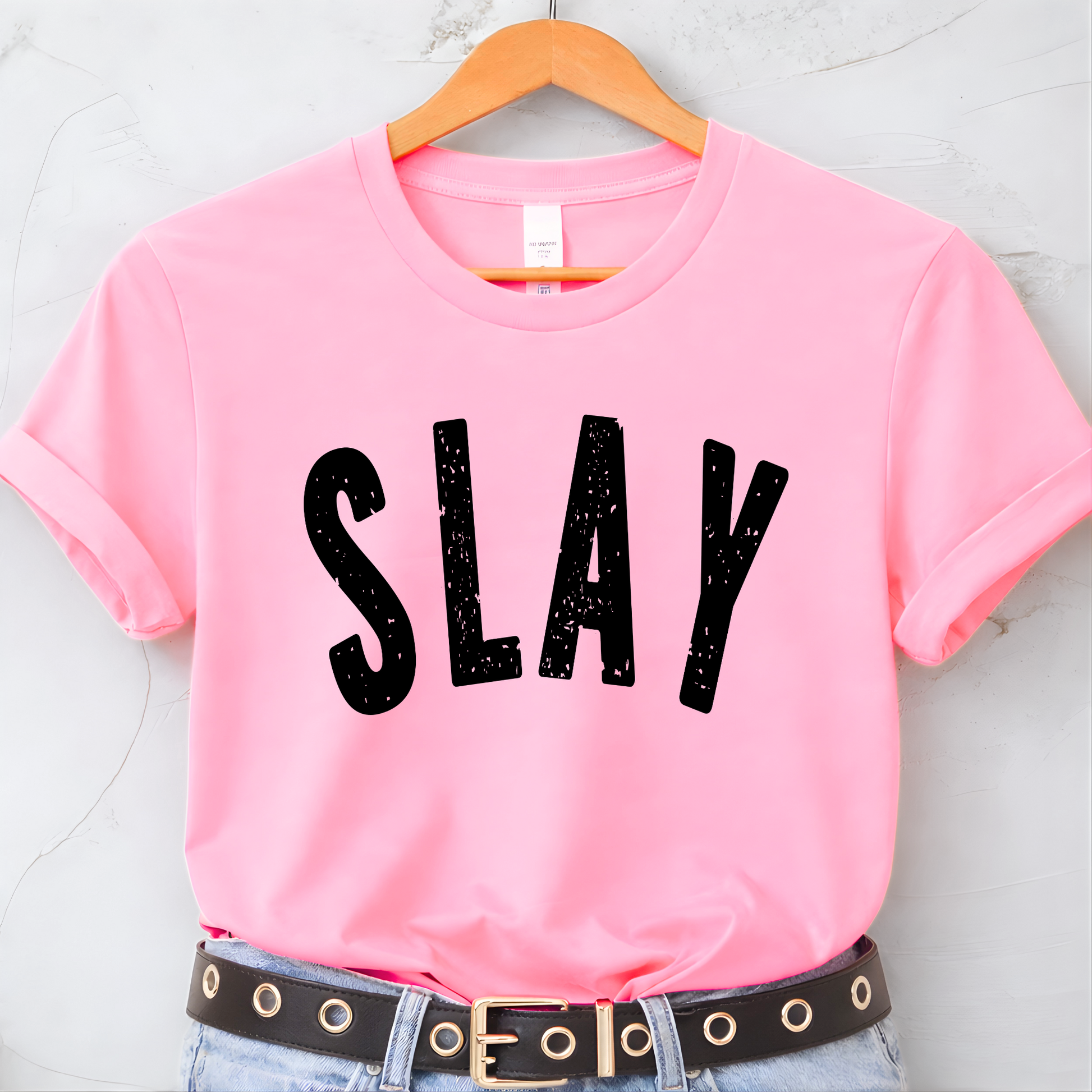 Slay graphic t-shirt for women and teens in pink
