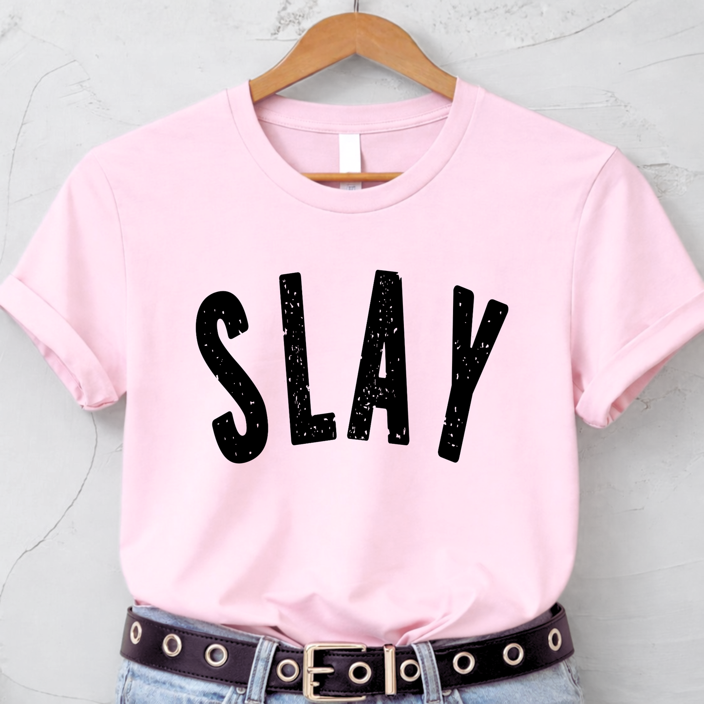Slay graphic t-shirt for women and teens in pink